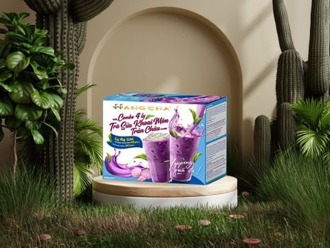 Hộp Trà Sữa Wangcha Tiện Lợi Vị Khoai Môn - Trà Sữa Khoai Môn Thơm Ngon Có Trân Châu Ngọc Trai Đi Kèm