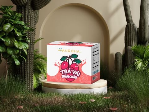 Hộp Trà Trái Cây Wangcha Tiện Lợi Vị Vải - Trà Vải Thơm Ngon Có Trân Châu Ngọc Trai Đi Kèm