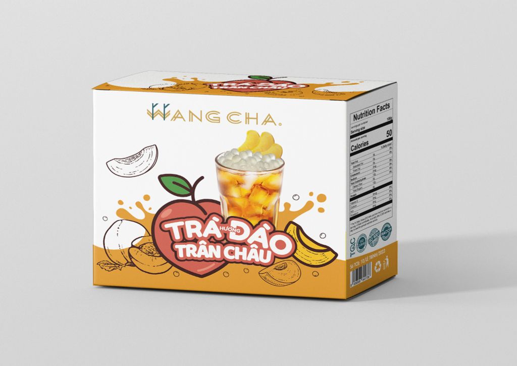 Hộp Trà Trái Cây Wangcha Tiện Lợi Vị Đào- Trà Đào Thơm Ngon Có Trân Châu Ngọc Trai Đi Kèm