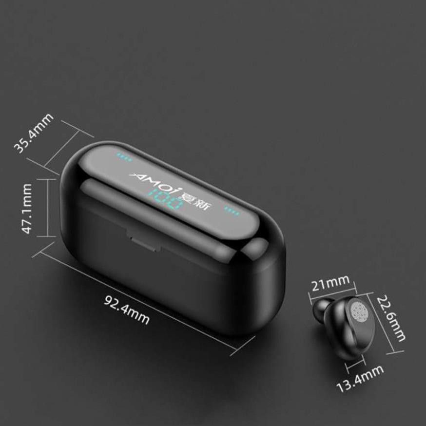 Tai nghe Bluetooth AMOI F9 TWS 5.0 bản QUỐC TẾ không dây cảm ứng chống nước IPX5, chống ồn tích hợp sạc dự phòng 2500mAh