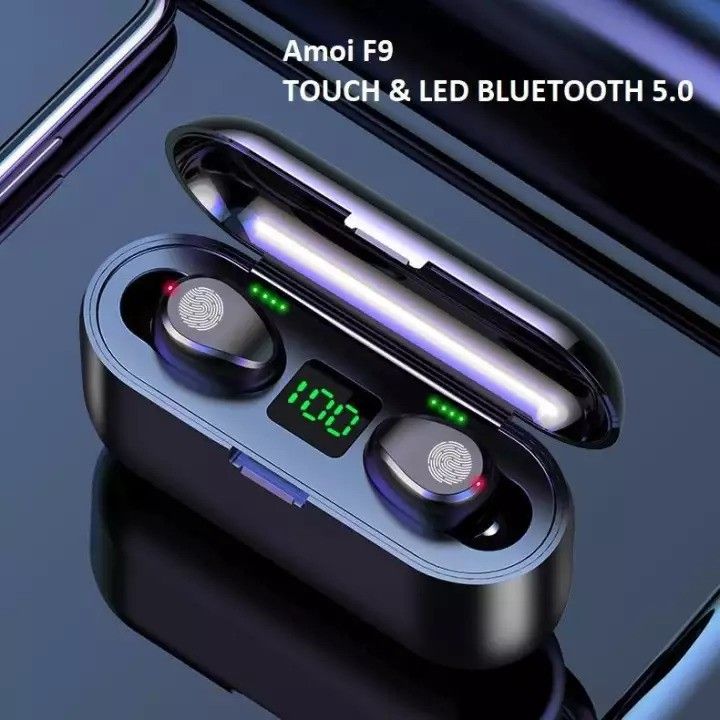 Tai nghe Bluetooth AMOI F9 TWS 5.0 bản QUỐC TẾ không dây cảm ứng chống nước IPX5, chống ồn tích hợp sạc dự phòng 2500mAh