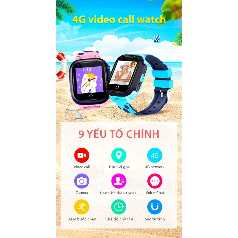 Đồng hồ thông minh trẻ em JVJ Y95 Định Vị GPS+Wifi, Gọi Video, Kết nối mạng 4G