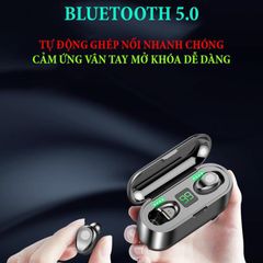 Tai nghe Bluetooth AMOI F9 TWS 5.0 bản QUỐC TẾ không dây cảm ứng chống nước IPX5, chống ồn tích hợp sạc dự phòng 2500mAh