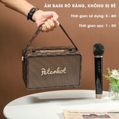 Loa Bluetooth Karaoke Peterhot A106W Kèm Micro Không Dây Âm Thanh Đỉnh Cao