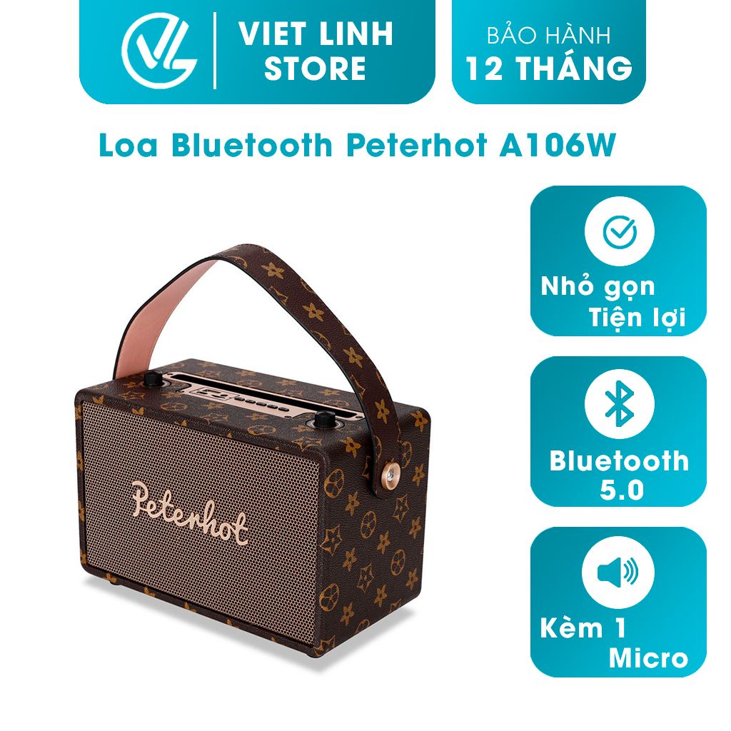 Loa Bluetooth Karaoke Peterhot A106W Kèm Micro Không Dây Âm Thanh Đỉnh Cao