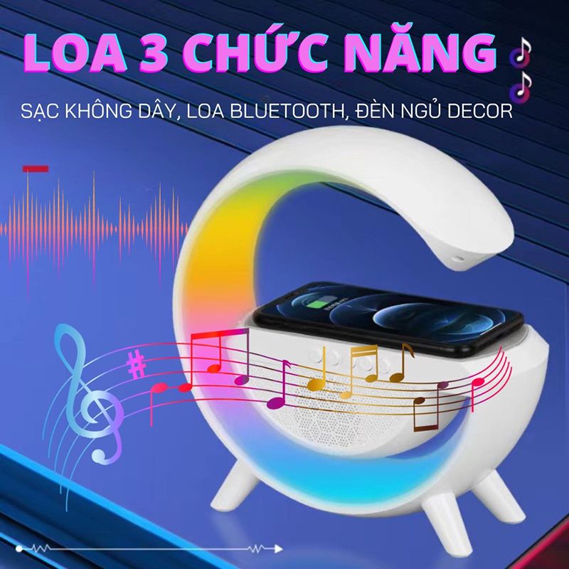 Loa Bluetooth Đa Năng Chữ G Tích Hợp Đèn Ngủ Decor Sạc Không Dây