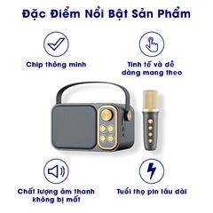 Loa Karaoke Bluetooth YS-103 Tặng Kèm 1 Micro Không Dây Nhỏ Gọn Tiện Lợi