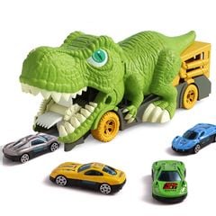 Bộ đồ chơi ô tô hình khủng long tặng kèm 6 xe ô tô con, chất liệu nhựa ABS cứng cáp