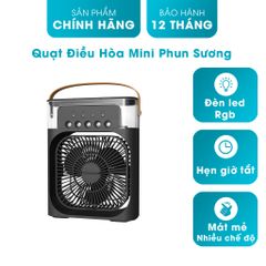 Quạt Điều Hòa Mini Cầm Tay Phun Sương Tích Hợp Đèn Led RGB Hẹn Giờ