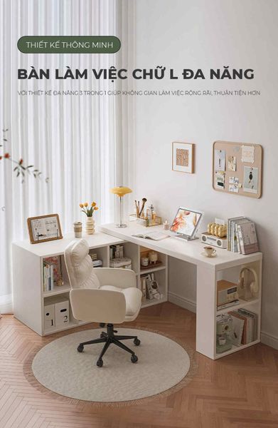 Bàn Làm Việc Đa Năng Tích Hợp Tủ Đựng Đồ Kèm Kệ Sách Hiện Đại - GP368