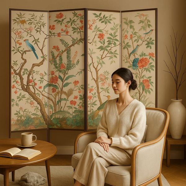 Bộ Bình Phong In Họa Tiết 4 Tấm Vải Canvas- GP392 - GAPI VIỆT NAM