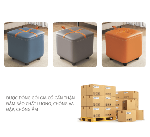 Ghế Đôn Sofa nhỏ gọn bọc da hiện đại, sang trọng GAPI - GC16