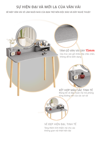 Bàn Trang Điểm GAPI Gỗ MDF Màu Trắng-Vân Gỗ - GP196