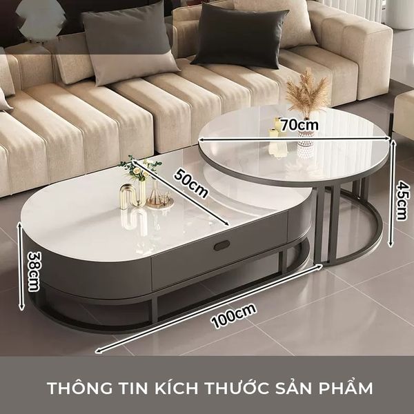 Bàn Trà Sofa Elip TC Khung Sắt Cao Cấp GAPI - GM149