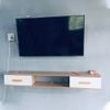 Kệ Tivi Treo Tường GAPI 2 Ngăn Tủ Màu Gỗ Phối Trắng - GP188