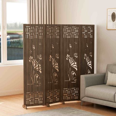 Bình Phong Gỗ MDF Họa Tiết Hoa Sen - GP396