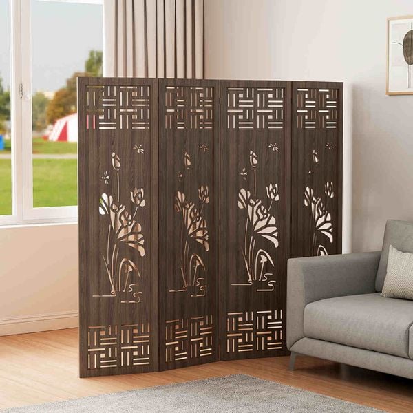 Bình Phong Gỗ MDF Họa Tiết Hoa Sen - GP396