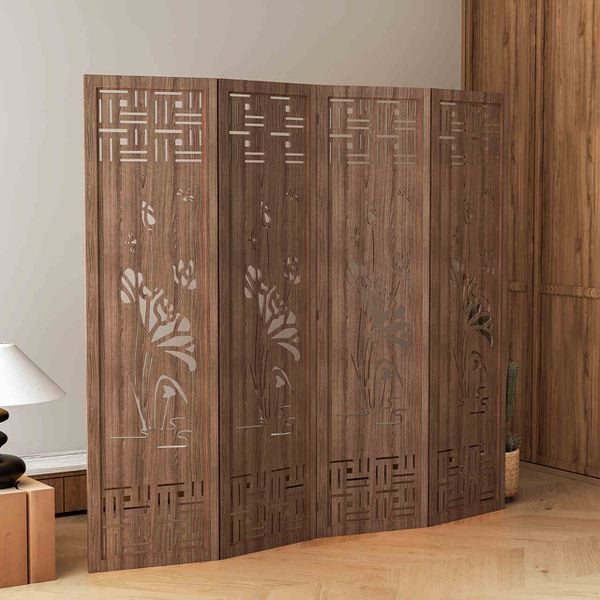 Bình Phong Gỗ MDF Họa Tiết Hoa Sen - GP396