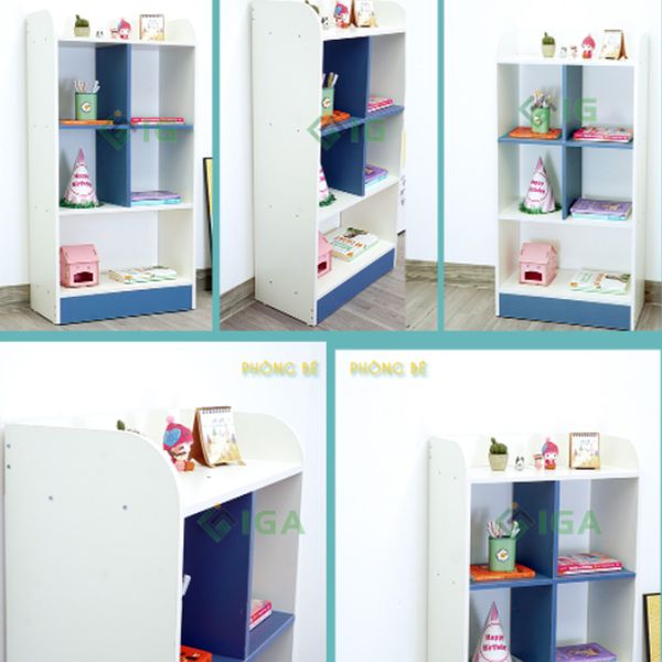[Giảm giá 60%] Tủ Sách Cho Bé GAPI Màu Xanh Phối Trắng - GP139