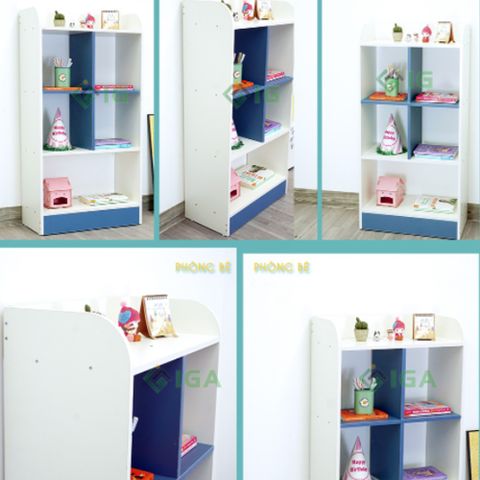 Tủ Sách Cho Bé GAPI Màu Xanh Phối Trắng - GP139