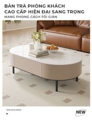 Bàn Trà Sofa Hình Oval Bọc Da Cao Cấp GAPI - GM155