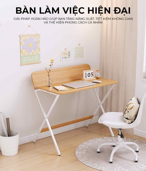 Bàn làm việc hiện đại khung trắng vân gỗ tinh tế - GM210