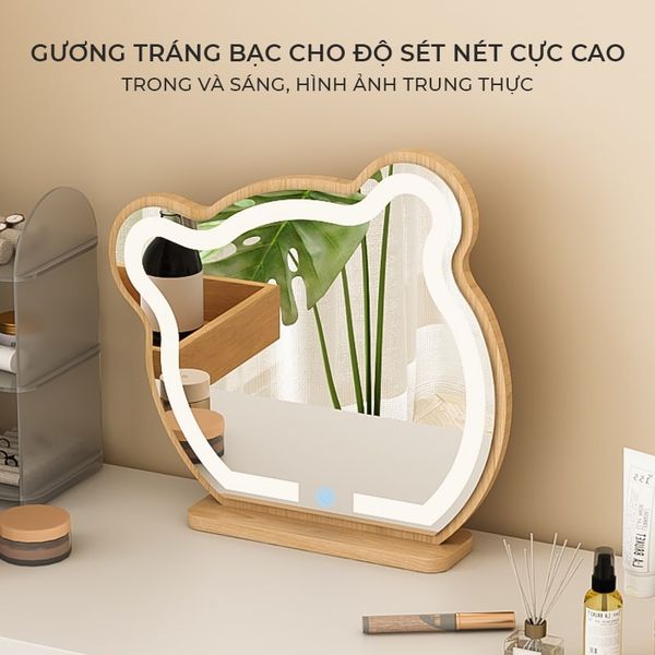 Gương gấu để bàn khung gỗ MDF với thiết kế nhỏ gọn, tiện lợi cho góc trang điểm tối giản, hiện đại GAPI - GP318