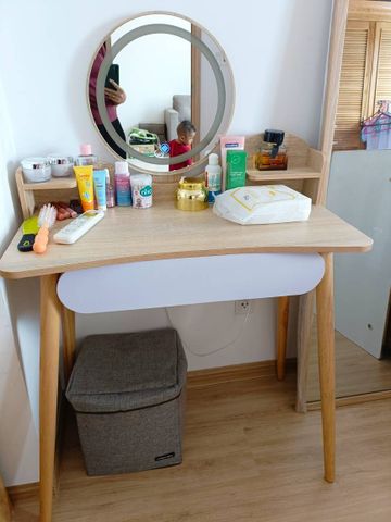 Combo Bàn Trang Điểm GP201.03 Gỗ và Ghế GP138.03 Gỗ