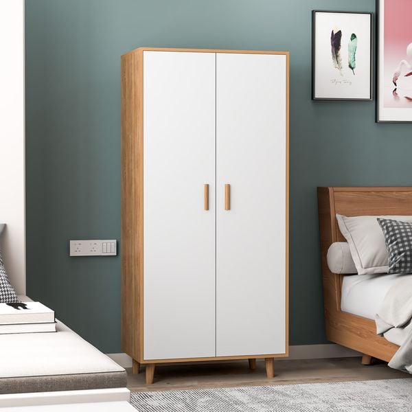 Tủ Quần Áo GAPI Màu Gỗ Phối Trắng - GP129