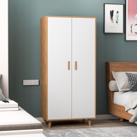 Tủ Quần Áo GAPI Màu Gỗ Phối Trắng - GP129