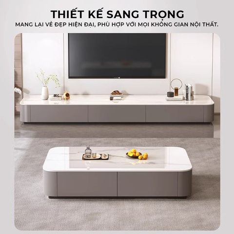 Bàn Trà Sofa Mặt Đá  Bọc Da – Sang Trọng, Hiện Đại - GM167 - Hết hàng