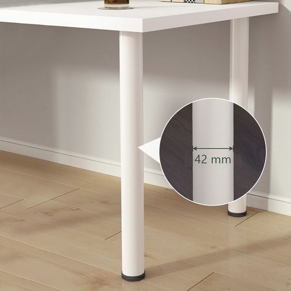 Bàn Làm Việc GAPI Chân Sắt Tròn Màu Trắng - Vân Gỗ - GM62