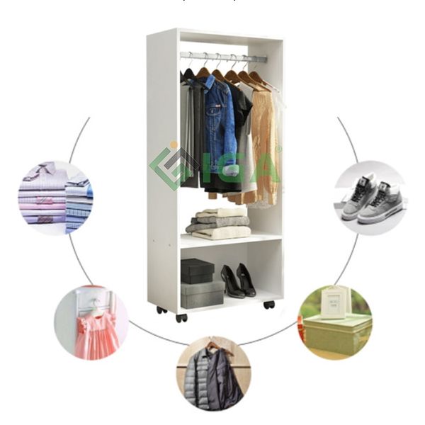 Tủ Quần Áo Di Động GAPI Màu Trắng Có Bánh Xe - GP200