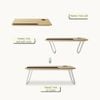 Bàn Bệt GAPI Chân Gập Chữ U Gỗ MDF Màu Đen-Vân Gỗ - GM55