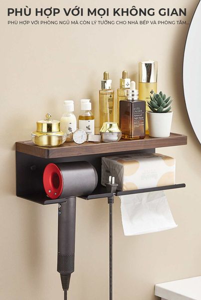 Kệ nhà tắm kim loại kết hợp gỗ vân sồi - GM197
