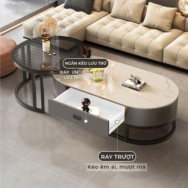 Bàn Trà Sofa Elip TC Khung Sắt Cao Cấp GAPI - GM149