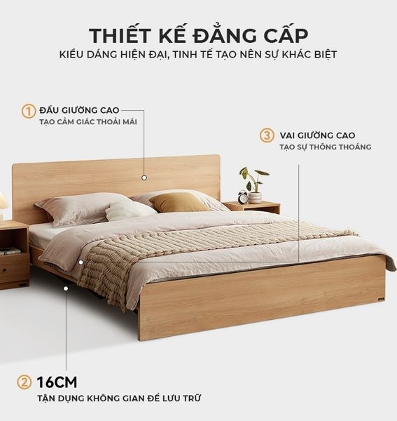 Giường Đôi Hiện Đại Gỗ MDF Cao Cấp GAPI - GP338