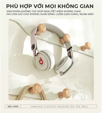 Móc Treo Quần Áo Tường Nút Gỗ Tròn - GM180