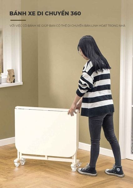 Bàn ăn thông minh gấp gọn full trắng GM194