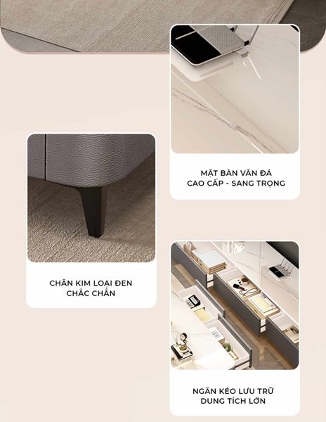 Bàn Trà Sofa Vân Đá Sang Trọng Hiện Đại - GP379
