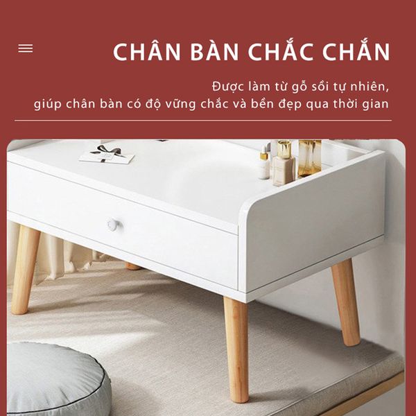 Bàn Trang Điểm Gỗ MDF Thông Minh Có Gương LED Tiện Lợi, Đa Năng GAPI - GP202