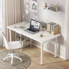 Bàn Làm Việc GAPI Chân Sắt Tròn Màu Trắng - Vân Gỗ - GM62