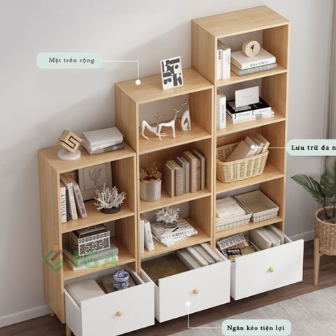 Kệ Sách Đa Năng GAPI S Style Màu Gỗ Phối Trắng - GP144