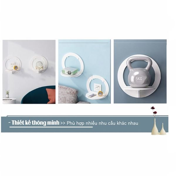 Kệ Treo Tường GAPI Khung Tròn - Lục Giác Màu Trắng - IG389