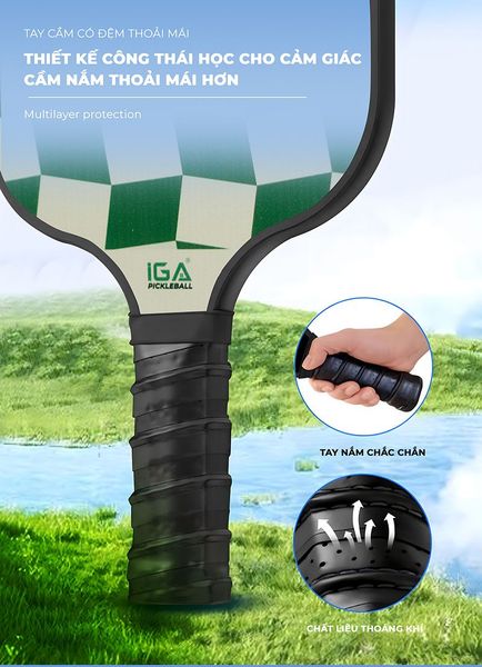 Vợt Pickleball Xanh Caro Viền Trắng Sang Trọng GAPI - PK01A.5