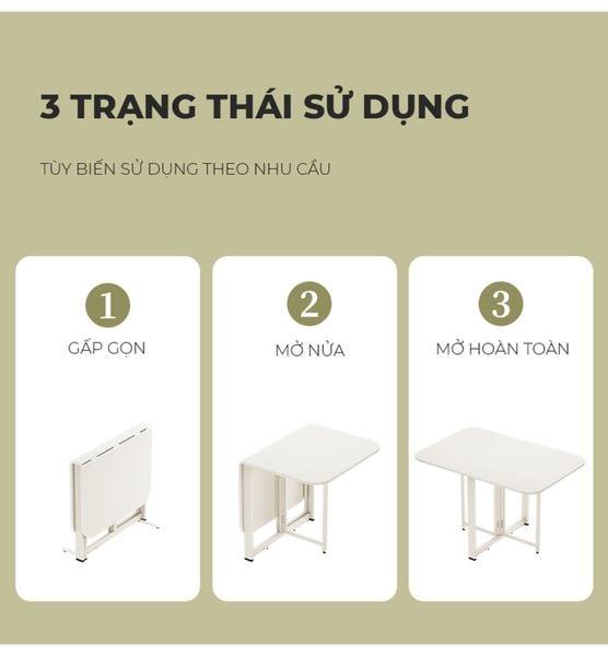 Bàn Ăn Thông Minh Gấp Gọn Full Trắng Tinh Tế - GM202