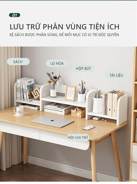 Kệ Sách Gỗ Để Bàn Gỗ MDF Thông Minh Nhỏ Gọn, Hiện Đại GAPI - GP261