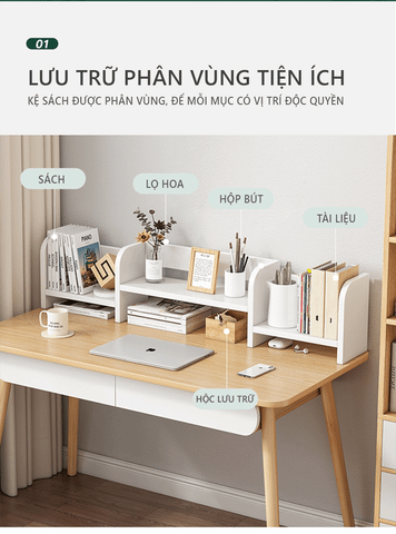 Kệ Sách Gỗ Để Bàn Gỗ MDF Thông Minh Nhỏ Gọn, Hiện Đại GAPI - GP261