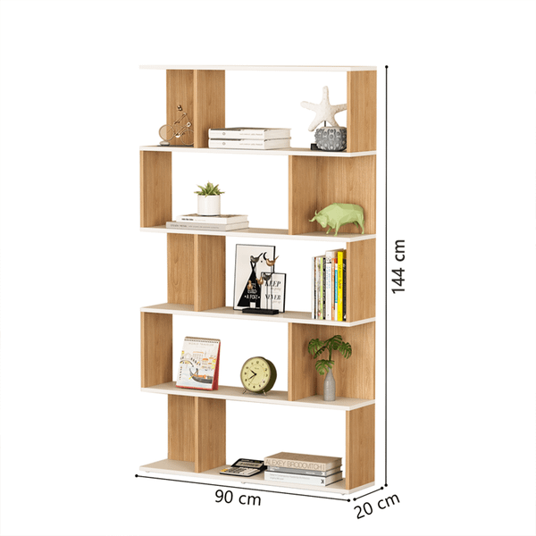 Kệ Sách Trang Trí 5 Tầng Gỗ Phối Trắng GAPI - GP234