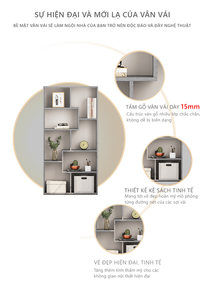 Kệ Sách GAPI Đứng Đa Tầng Gỗ MDF - GP42